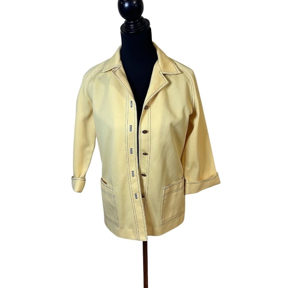 Vintage 1970s Graff California Wear Womens Polyester Yellow Shacket Jacket Large